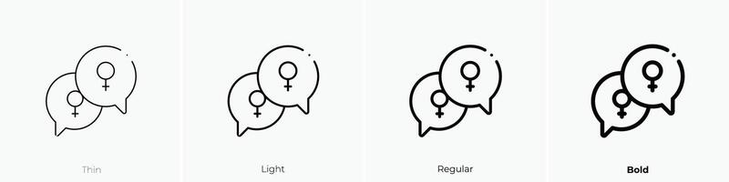 feminism icon. Thin, Light, Regular And Bold style design isolated on white background vector