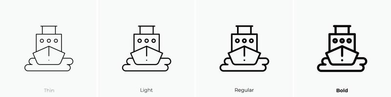 ferry boat icon. Thin, Light, Regular And Bold style design isolated on white background vector