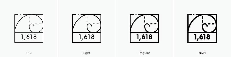 fibonacci icon. Thin, Light, Regular And Bold style design isolated on white background vector