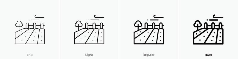 field icon. Thin, Light, Regular And Bold style design isolated on white background vector