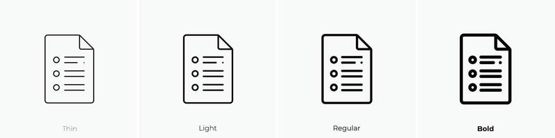 file icon. Thin, Light, Regular And Bold style design isolated on white background vector