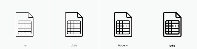file icon. Thin, Light, Regular And Bold style design isolated on white background vector