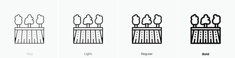 field icon. Thin, Light, Regular And Bold style design isolated on white background vector