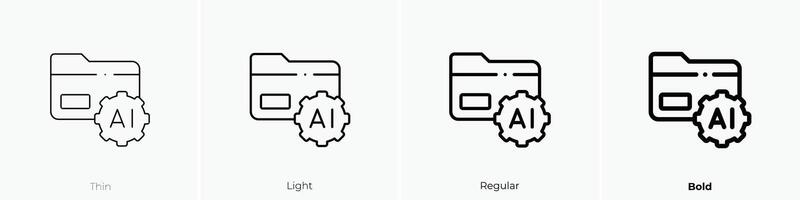 file management icon. Thin, Light, Regular And Bold style design isolated on white background vector