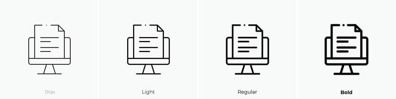 file icon. Thin, Light, Regular And Bold style design isolated on white background vector