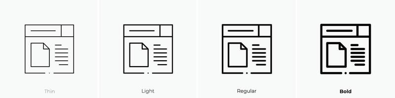 file icon. Thin, Light, Regular And Bold style design isolated on white background vector