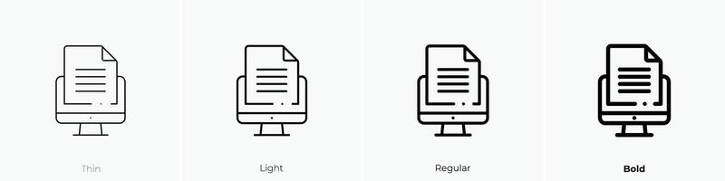 file icon. Thin, Light, Regular And Bold style design isolated on white background vector