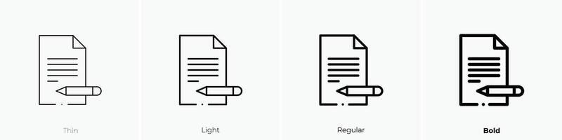 file icon. Thin, Light, Regular And Bold style design isolated on white background vector