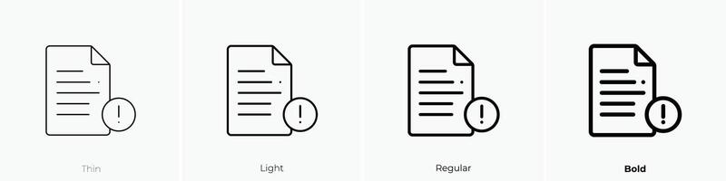 file icon. Thin, Light, Regular And Bold style design isolated on white background vector