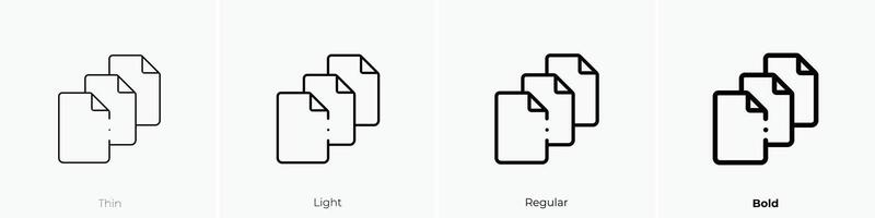 files icon. Thin, Light, Regular And Bold style design isolated on white background vector
