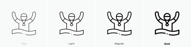 finish icon. Thin, Light, Regular And Bold style design isolated on white background vector