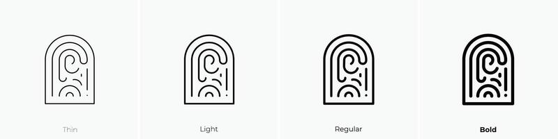 fingerprint icon. Thin, Light, Regular And Bold style design isolated on white background vector