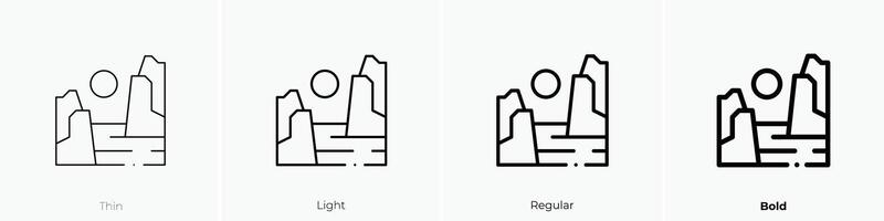 fiord icon. Thin, Light, Regular And Bold style design isolated on white background vector