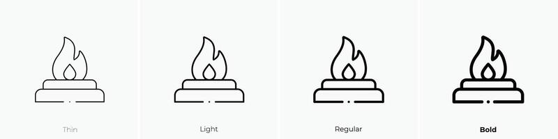 fire flame icon. Thin, Light, Regular And Bold style design isolated on white background vector