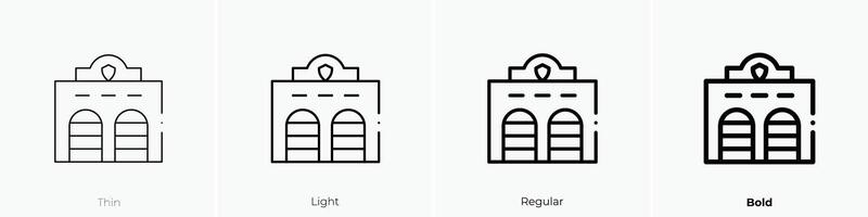 fire station icon. Thin, Light, Regular And Bold style design isolated on white background vector