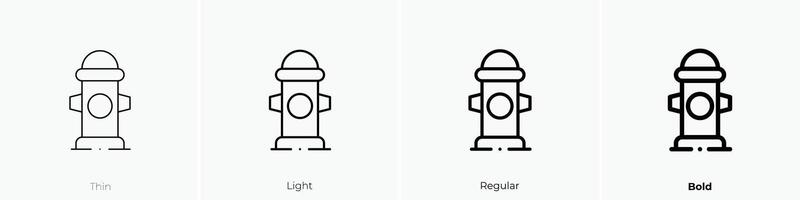 fire hydrant icon. Thin, Light, Regular And Bold style design isolated on white background vector