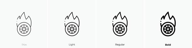 fire wheel icon. Thin, Light, Regular And Bold style design isolated on white background vector