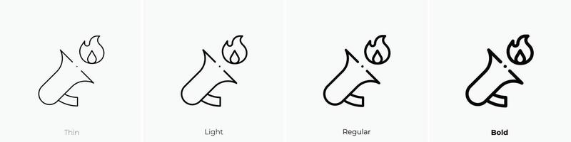 fire icon. Thin, Light, Regular And Bold style design isolated on white background vector