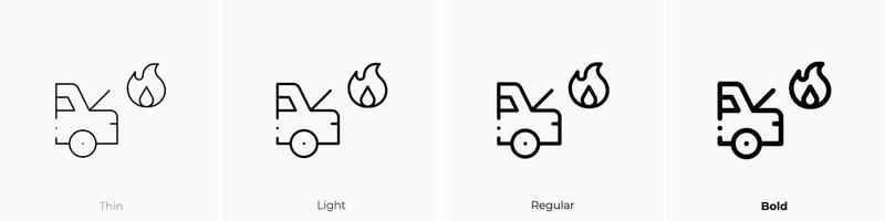 fire icon. Thin, Light, Regular And Bold style design isolated on white background vector