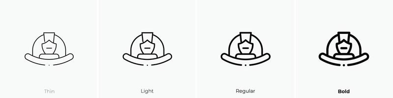 firefighter helmet icon. Thin, Light, Regular And Bold style design isolated on white background vector