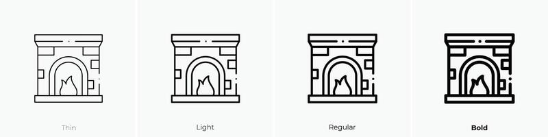fireplace icon. Thin, Light, Regular And Bold style design isolated on white background vector
