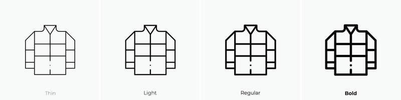 firefighter uniform icon. Thin, Light, Regular And Bold style design isolated on white background vector