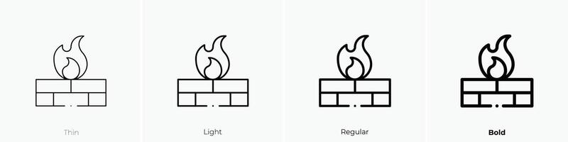 firewall icon. Thin, Light, Regular And Bold style design isolated on white background vector