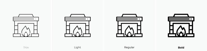 fireplace icon. Thin, Light, Regular And Bold style design isolated on white background vector