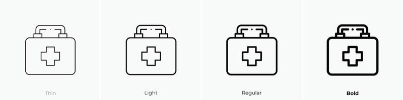 first aid kit icon. Thin, Light, Regular And Bold style design isolated on white background vector