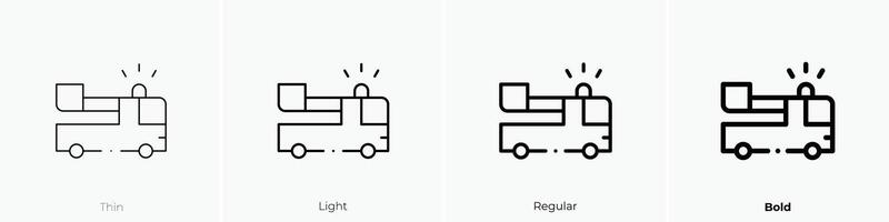 firetruck icon. Thin, Light, Regular And Bold style design isolated on white background vector