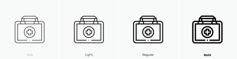 first aid kit icon. Thin, Light, Regular And Bold style design isolated on white background vector