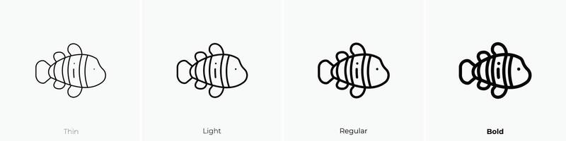 fish icon. Thin, Light, Regular And Bold style design isolated on white background vector