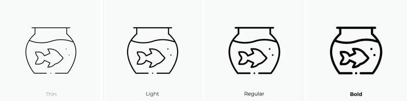 fish bowl icon. Thin, Light, Regular And Bold style design isolated on white background vector