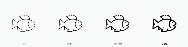fish icon. Thin, Light, Regular And Bold style design isolated on white background vector