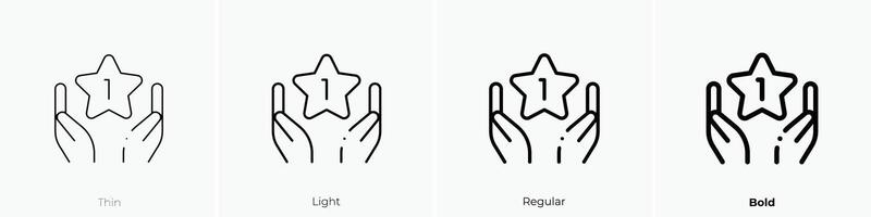 first icon. Thin, Light, Regular And Bold style design isolated on white background vector