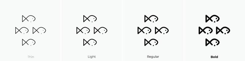 fish icon. Thin, Light, Regular And Bold style design isolated on white background vector