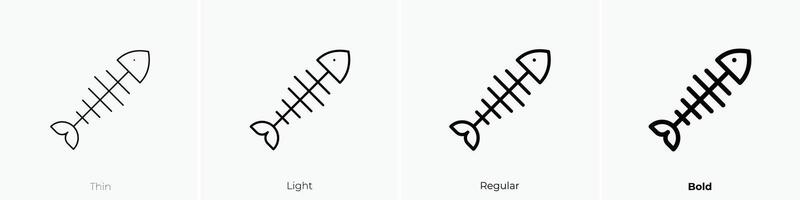 fishbones icon. Thin, Light, Regular And Bold style design isolated on white background vector