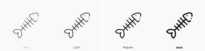 fish bones icon. Thin, Light, Regular And Bold style design isolated on white background vector