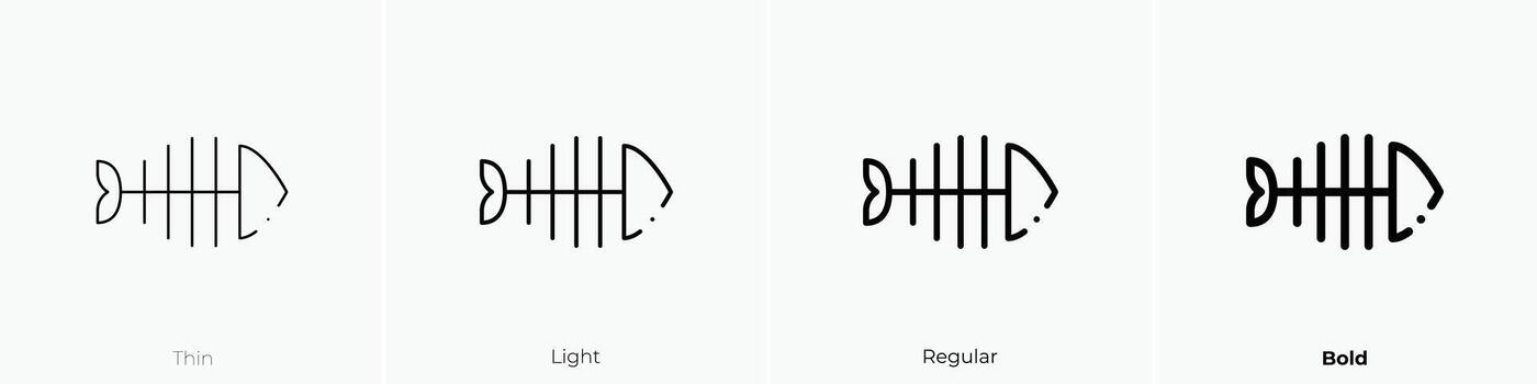 fishbone icon. Thin, Light, Regular And Bold style design isolated on white background vector