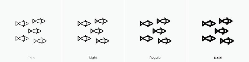 fishes icon. Thin, Light, Regular And Bold style design isolated on white background vector
