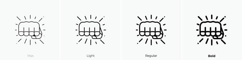fist icon. Thin, Light, Regular And Bold style design isolated on white background vector
