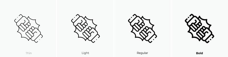 fist icon. Thin, Light, Regular And Bold style design isolated on white background vector