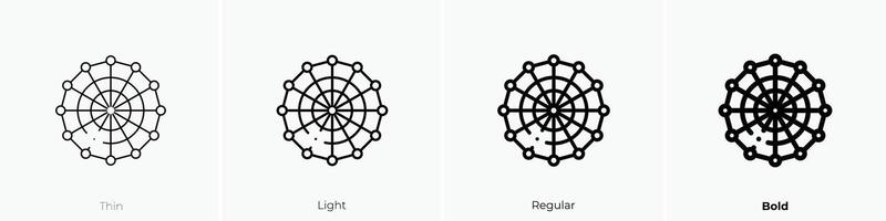 fishing net icon. Thin, Light, Regular And Bold style design isolated on white background vector