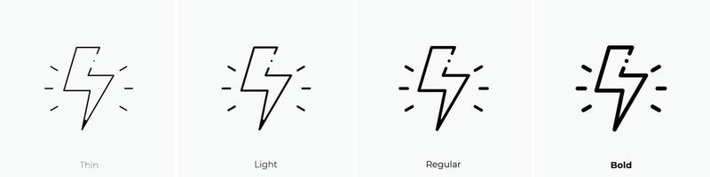 flash icon. Thin, Light, Regular And Bold style design isolated on white background vector