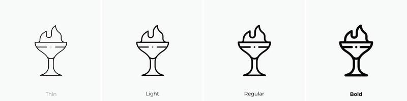 flaming icon. Thin, Light, Regular And Bold style design isolated on white background vector