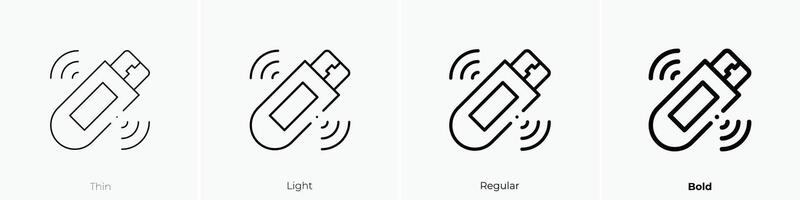flash drive icon. Thin, Light, Regular And Bold style design isolated on white background vector
