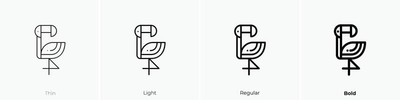 flamingo icon. Thin, Light, Regular And Bold style design isolated on white background vector