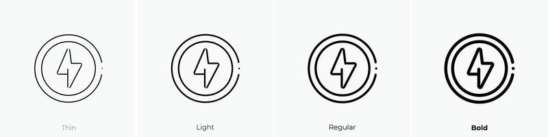 flash icon. Thin, Light, Regular And Bold style design isolated on white background vector