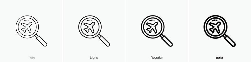 flight icon. Thin, Light, Regular And Bold style design isolated on white background vector