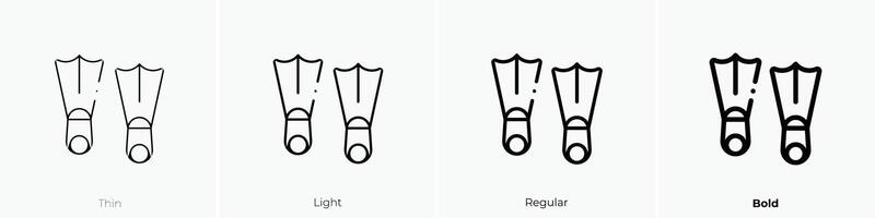 flippers icon. Thin, Light, Regular And Bold style design isolated on white background vector
